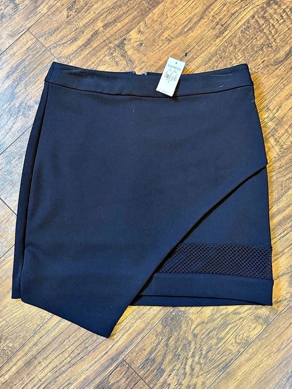 Express Black Wrap Miniskirt with Mesh Detail Size 4 NWT